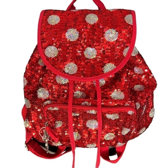 Disney Minnie Mouse Red and Holographic Sequined Mini Backpack - Picture 3 of 9